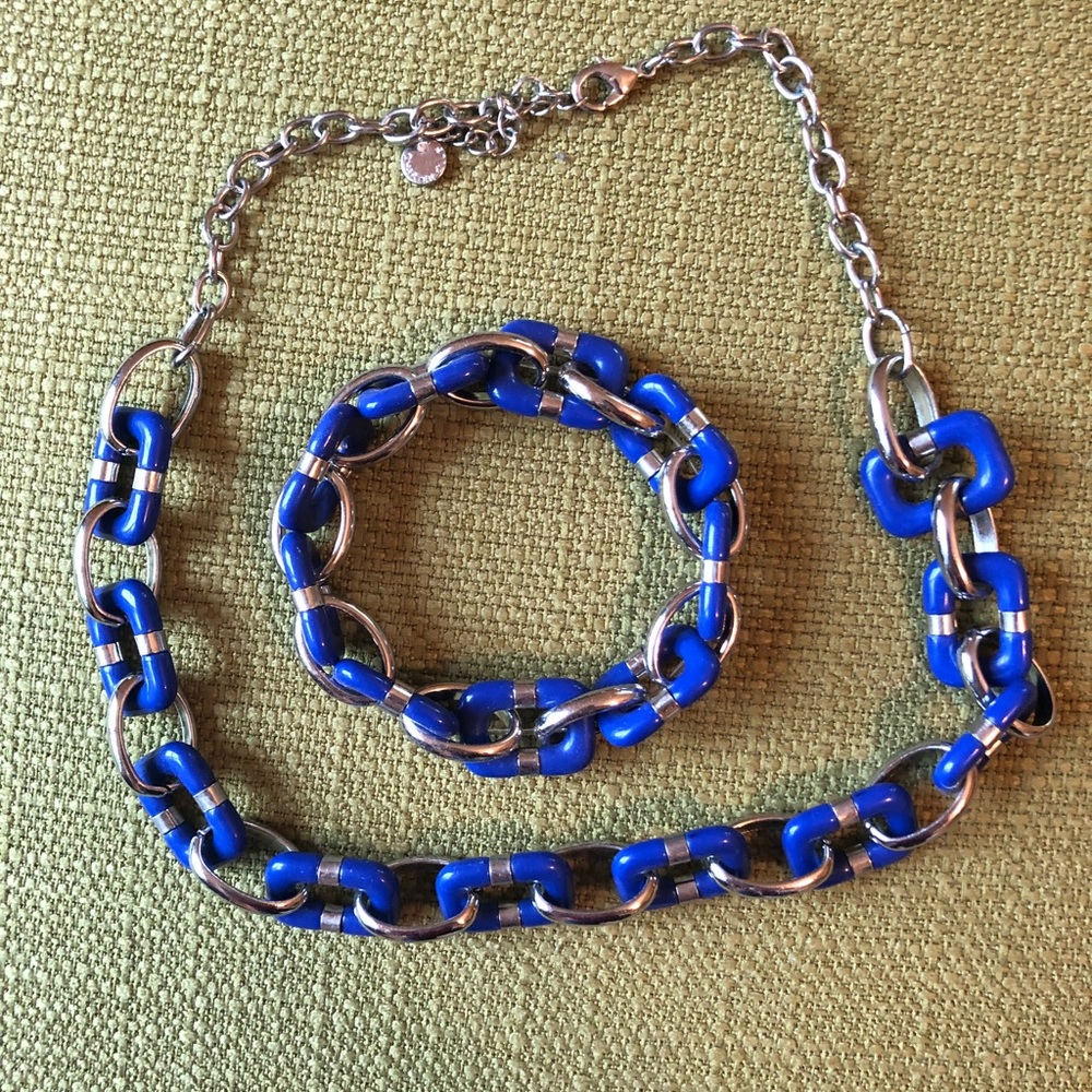 Blue/Silver necklace and bracelet set